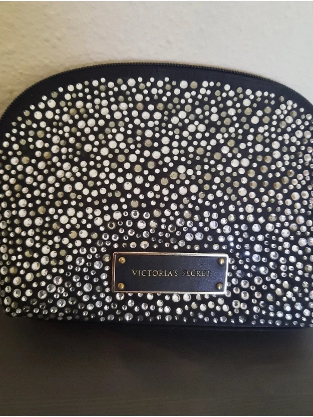 Victoria's Secret Black Crystal-Embellished Cosmetic Case